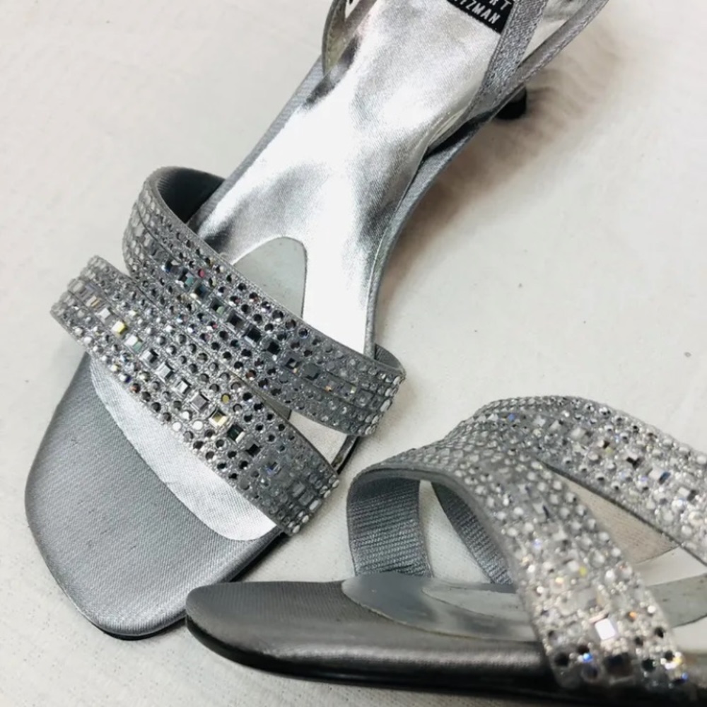 Stuart Weitzman Crystal Beaded Sling Back Heels